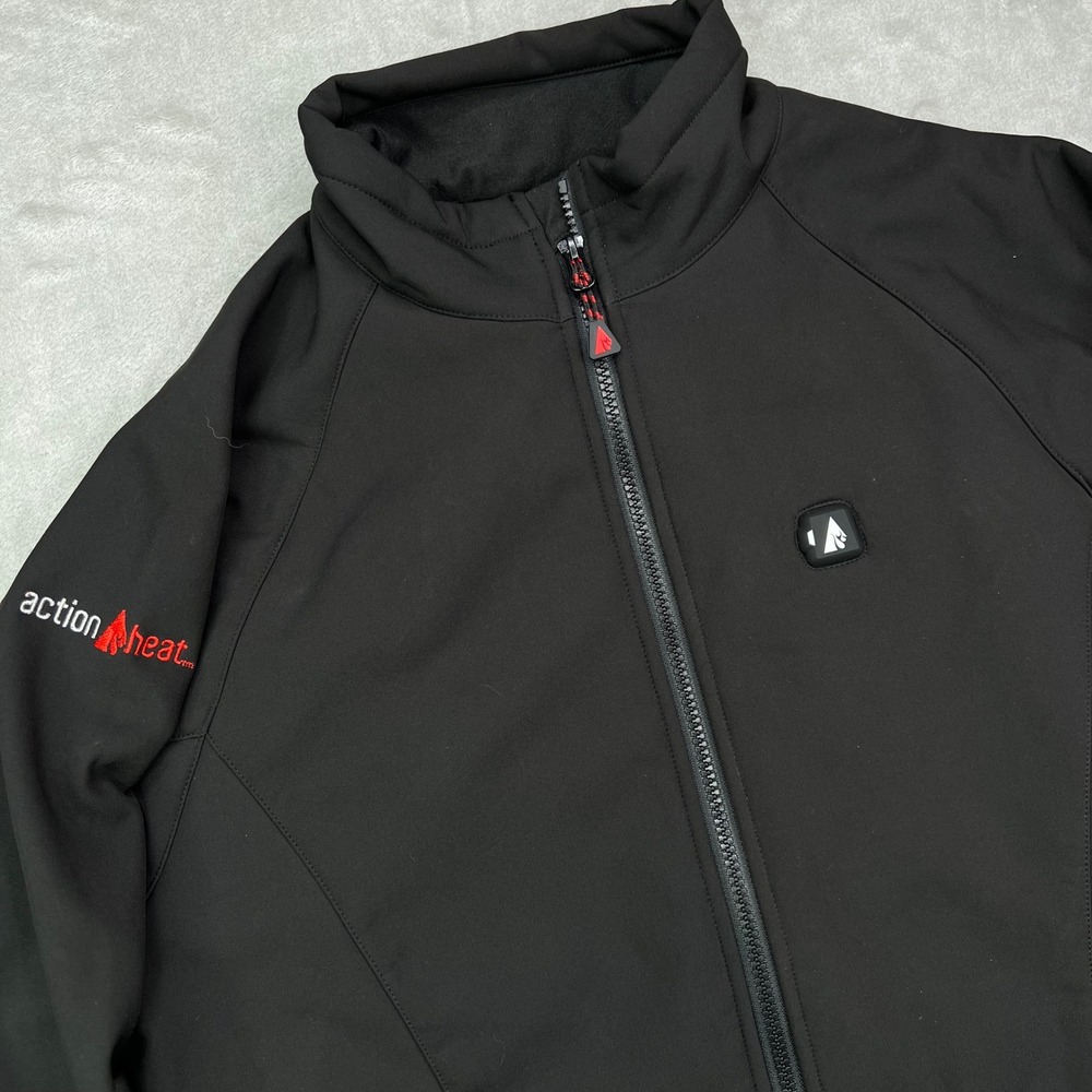 ActionHeat 5V Heated Softshell Jacket Mens‎ Medium Black Solid Full Zip Coat
